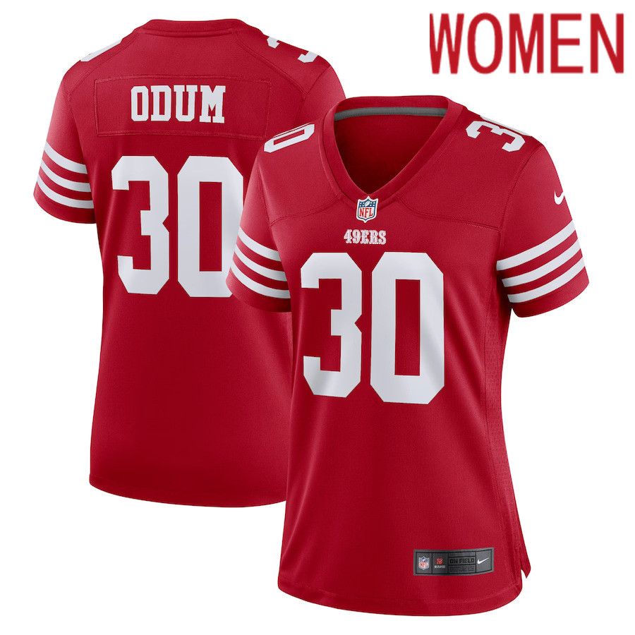 Women San Francisco 49ers 30 George Odum Nike Scarlet Game Player NFL Jersey